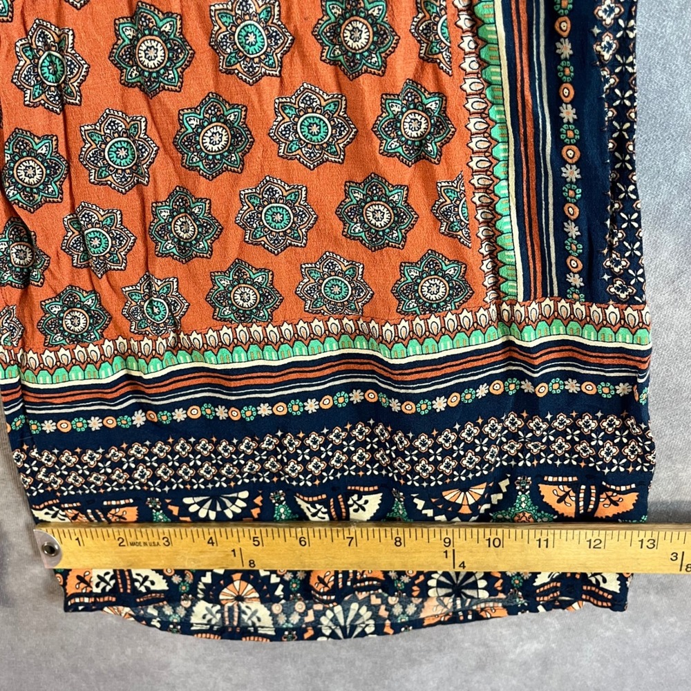 Elevenses Anthropologie Wide Leg Pants Womens 4 Orange Boho Tile Print Culottes - Picture 9 of 11